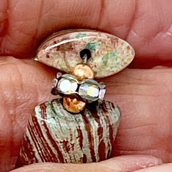 Artisan Jasper Gemstone Necklace Rectangle Beads Brown Green Earth Tone Boho - Picture 7 of 12